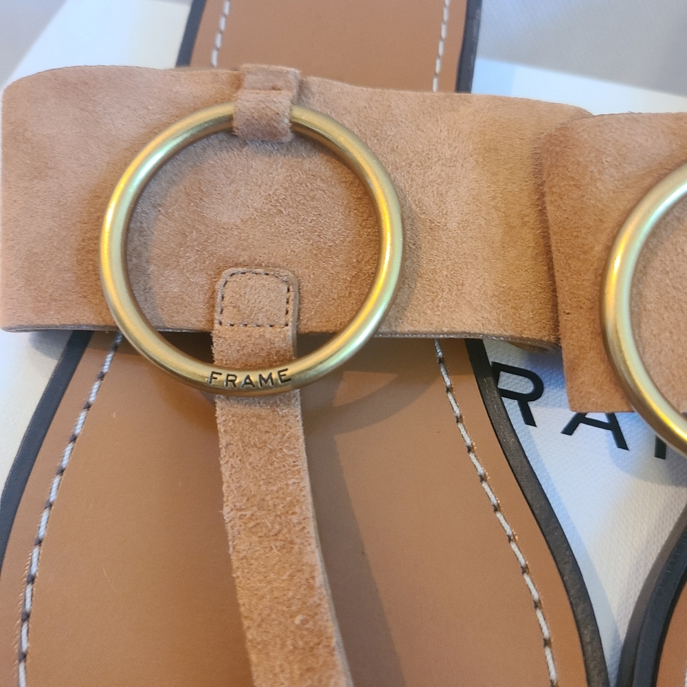 Frame Women's Le Brentwood Flip-flop in Whiskey Suede Size 36 - Picture 3 of 8